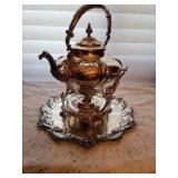 Antique Silverplate Tilting Tea Kettle on a Stand