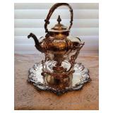 Antique Silverplate Tilting Tea Kettle on a Stand