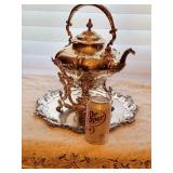 Antique Silverplate Tilting Tea Kettle on a Stand