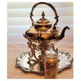 Antique Silverplate Tilting Tea Kettle on a Stand