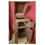 Antique Victrola Talking Machine Cabinet with Pieces