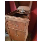 Antique Victrola Talking Machine Cabinet with Pieces