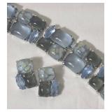 Sherman Blue Heavy Glass Tile Bracelet and Earring Set