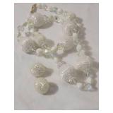 Vintage Crown Trifari Aurora Borealis Crystal and Frosted Bead Necklace and Earring Set