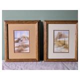 *SIGNED* Fine Art Landscape Print Pair - Leon Beck - Winter Farm Series