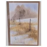 *SIGNED* Fine Art Landscape Print Pair - Leon Beck - Winter Farm Series