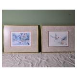 *SIGNED* Fine Art Naturalist Watercolor Print Pair - Joyce Kamikura - Just Beginning / Drifting
