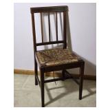 Antique Mahogany Rush Seat Accent Chair