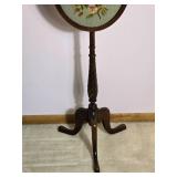 Vintage Needlepoint Firescreen on Mahogany Stand