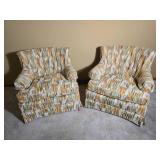 Pair of Pattern Upholstered Tufted Club Chairs - Heritage