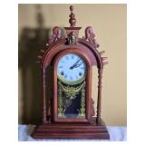 Victorian Style Walnut Shelf Clock with Pendulum