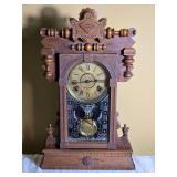 Antique Eastlake Style Walnut Mantel Clock