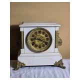 Antique White Painted Victorian Style Mantel Clock