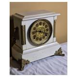 Antique White Painted Victorian Style Mantel Clock
