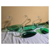 Emerald Green Hand Blown Swan Art Glass Collection