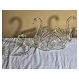 Vintage Clear Glass Swan Centerpiece Collection
