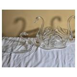 Vintage Clear Glass Swan Centerpiece Collection