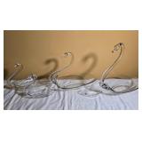 Assorted Clear Glass Swan Bowl Collection