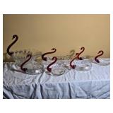 Ruby Accent Swan Glass Serving Collection