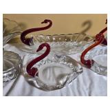 Ruby Accent Swan Glass Serving Collection