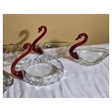 Ruby Accent Swan Glass Serving Collection
