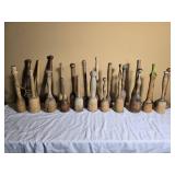 Collection of Primitive Wooden Sock Darning Mushrooms & Wooden Mashers