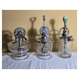 Vintage Hand Crank Mixer Collection Beater Jars