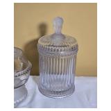 Frosted Glass Vanity Jar and Covered Dish Collection