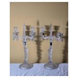 Pair of Crystal Cherub Candelabra Candle Holders