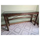 Rattan and Glass Console Sofa Table - B