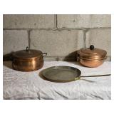 Vintage Copper Cookware and Brass Pan Collection