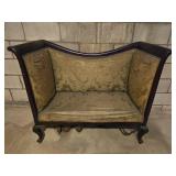 Antique Mahogany Upholstered Fireside Bench