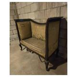 Antique Mahogany Upholstered Fireside Bench