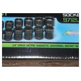 Grey Pneumatic 12-Piece 1/4" Drive Metric Magnetic Impact Socket Set