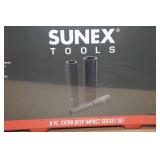 Sunex 2848 1/2" Drive 8 Piece SAE Extra Deep Impact Socket Set