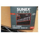 Sunex 9915A 14 Piece SAE V-Groove Combination Wrench Set