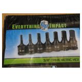 Grey Pneumatic 3/8" Drive 7-Piece Metric Hex Impact Driver Set