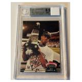 Ken Griffey Jr. Game-Used Jersey Swatch and 1993 Topps Stadium Club All-Star #56 Beckett Graded 8.5 NM-MT+ Slab Baseball Card