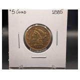 1885 Liberty Head $5 Gold Coin