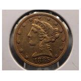 1885 Liberty Head $5 Gold Coin