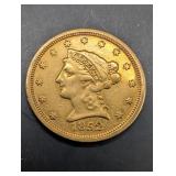 1852 Liberty Head Gold Quarter Eagle 2 1/2 Dollar Coin