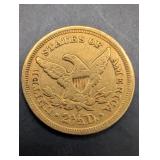 1852 Liberty Head Gold Quarter Eagle 2 1/2 Dollar Coin