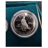 $5 Dollar Gold And Silver Dollar 1995 Civil War Battlefield Commemorative Coins Proof Set With Box & Coa