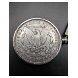 1883 Morgan Silver Dollar Keychain With Initialed Tag