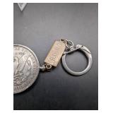 1883 Morgan Silver Dollar Keychain With Initialed Tag