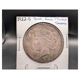 1922-s Peace Dollar Blue Gold Purple Toning