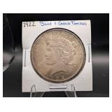 1922 Peace Silver Dollar Blue & Gold Toning