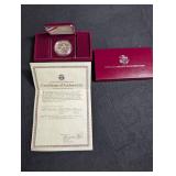 1988 U.s. Olympic Proof Silver Dollar With Coa and Case