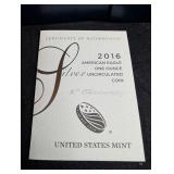 2016 United States Mint American Eagle 1 Oz Silver Uncirculated Coin With Coa