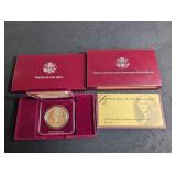 1993 Thomas Jefferson 250th Anniversary Proof Silver Dollar With Box & Coa